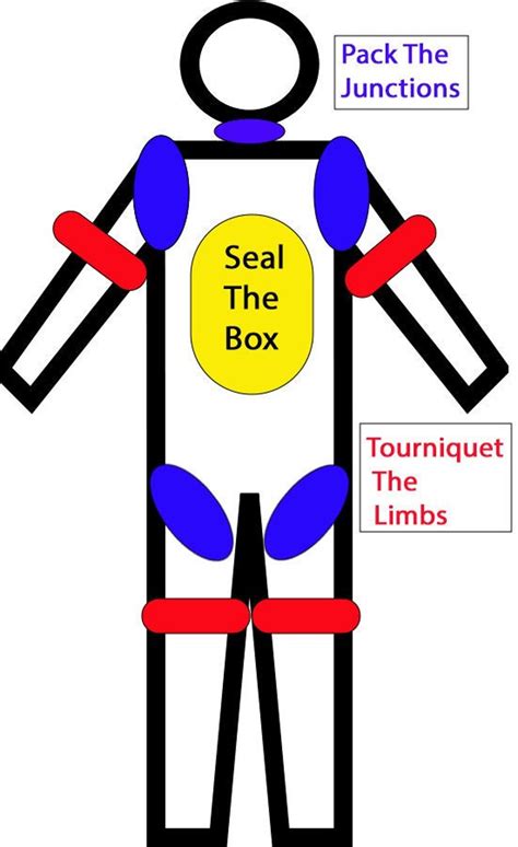 seal the chest pack the junctions seal the box|Tourniquet the Limbs, Pack the Junctions, Seal the Box.